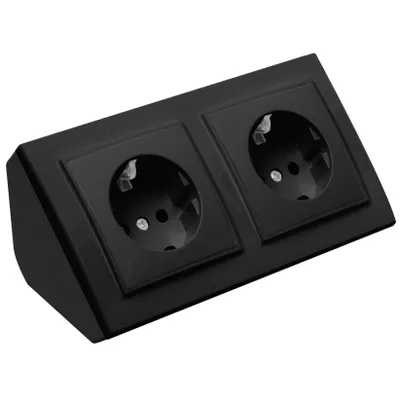 Produktbild von Ecksteckdose 2-fach Steckdosenblock 45° Verteilerdose schwarz.