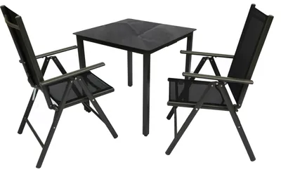 Image de 3 pièces Ensemble de meubles de jardin / groupe de salle à manger / 1xtable, 2x chaises / table Dimensions env. H. 76 x W. 80 x D. 80 cm / Chaises 80 SW