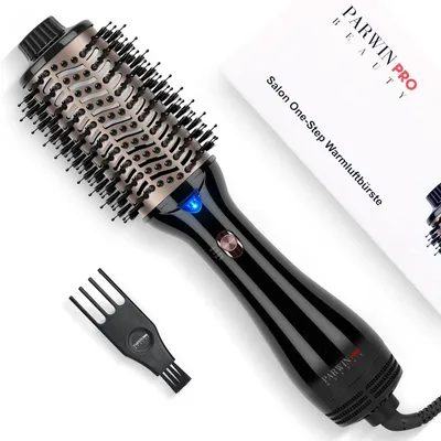 Produktbild von Haartrockner und Volumenbürste, 4 in 1 Ovale Föhnbürste, Trocknen, Glätten und Volumen, Ionen Pflege, 1000 Watt, Schwarz