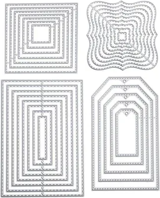 Obrázek produktu pro Geometrická sada pro scrapbooking – 4 kusy – vícebarevná – kovová