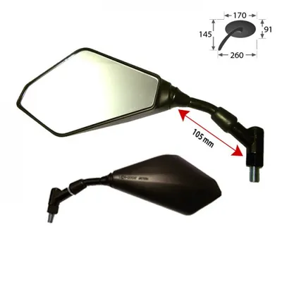 Produktbild von Universalspiegel 126 2 x M10-R schwarz ABS