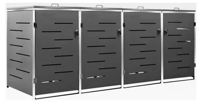 Produktbild von Mülltonnenbox für 4 Tonnen 276,5x77,5x115,5 cm Edelstahl, Mülltonnenverkleidung Gartenbox