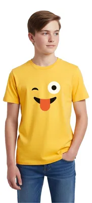 Produktbild von Spreadshirt Emoticon Zwinkern Kostüm Karneval Gruppenkostüm Teenager Premium T-Shirt, 158/164 (12 Jahre), Sonnengelb