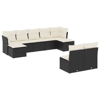 Produktbild von 9-tlg. Garten-Sofagarnitur mit Kissen Schwarz Poly Rattan