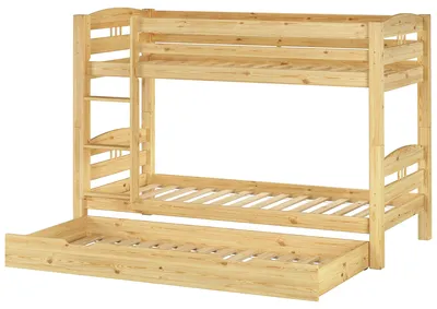Produktbild von Stockbett Etagenbett Kiefer 90x200 Hochbett Kinderzimmer Zubehör wählbar V-60.10-09Rollrost und Gästebettkasten inkl.