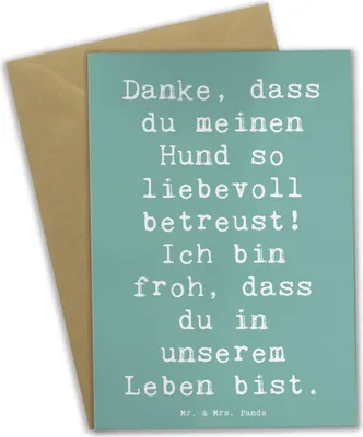 Produktbild von Mr. & Mrs. Panda Klappkarte Spruch Danke Hundesitter - Meeresbrise - Geschenk, Grußkarten, sagen, einladungskarten, Aufmerksamkeit, Bedanken, besondere Momente, Liebevoll