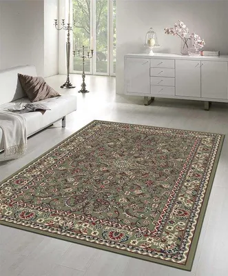 Produktbild von Unyqoos® Nain Klassik – niederfloriger Orientteppich 160x230 cm, Vintage Grün, Polypropylen, 100, pflegeleicht & wohnzimmergeeignet