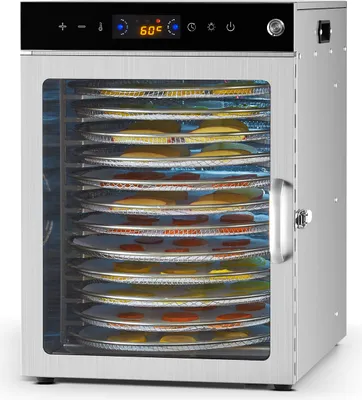 Zdjęcie produktu dla SucceBuy 12 - Dehydrator z obrotową tacą - stal nierdzewna, 800 W do suszenia owoców