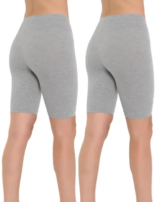 Produktbild von Damen Legging Radler aus Baumwolle mit hoher Taille, Grau - S, 2er