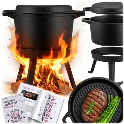 Produktbild von Gusseiserner Kessel, herausnehmbarer 8-Liter-Topf + Bratpfanne mit Grillfunktion BD-480 348000