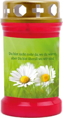 Produktbild von Grabkerze Rot, Brenndauer: 40 Stunden, Motiv: Gänseblümchen