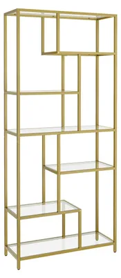 Immagine prodotto di Libreria a 6 ripiani – Scaffale espositivo – Mobile contenitore – Vetro temperato – 30 x 80 x 180 cm