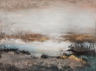 Produktbild von ArtUniverse Leinwandbild Farbkomposition In Weiß Und Beige 90 x 120 cm