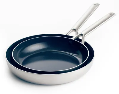 Bratpfannenset 24+28 cm, Edelstahl, Antihaft, induktionsgeeignet