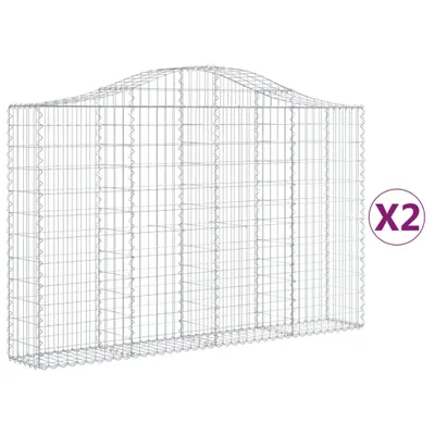 Produktbild von vidaXL Gabionen mit Hochbogen 2 Stk. 200x30x120/140cm Verzinktes Eisen