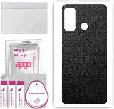 Produktbild von apgo Rückseite Schutzfolie, Skin, kompatibel mit Tecno Camon 16 S, Hinten Displayschutzfolie aus Vinylfolie, kratzfest, einfache Montage - Schwarze Honigwabe