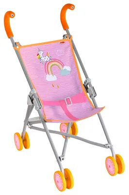 Produktbild von HABA Puppenbuggy Regenbogen – faltbar mit gepolsterten Griffen und Doppelrädern – für Puppen bis 45 cm – Puppenwagen für Kinder ab 2 & 3 Jahren – 2013