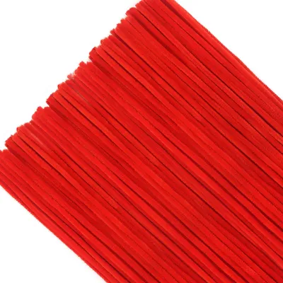 100 rote Chenilledrähte, Basteldraht, 31 cm, biegsam
