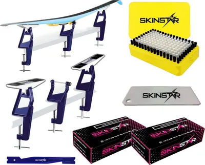 Obrázek produktu pro SKINSTAR Profesionální napínák na běžky – 6dílná sada na voskování lyží s držákem na lyže – Glide Wax