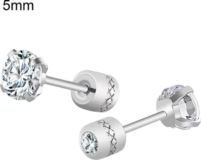 Produktbild von Ohrringe, modisch, Uni, Strass, rund, Zirkonia, Titanstahl, Ohrstecker als Geschenk-5mm