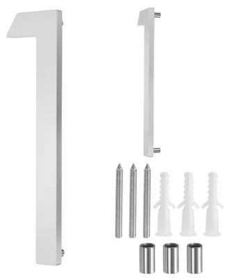 Obrázok produktu pre Elzusha - Moderné číslo domu z hliníka, 20 cm - strieborná farba (číslo 1)