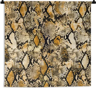 Produktbild von MuchoWow® Wandteppich Wandbehang Tiermuster - Gold - Schlange 150x150 cm Tapisserie Dekoration Wandtuch - Wohnaccessoires - Modernes