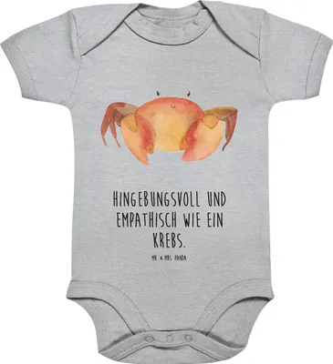 Produktbild von Mr. & Mrs. Panda Strampler Sternzeichen Krebs 12. - 18. Monat - Heather Grey - Geschenk, Krabbe, babykleidung body, Geburtstag Juli, Einteiler, Krebse, Baby, Meer