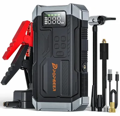 Produktbild von Starthilfe-Powerbank - PD-JA3 - 4-in-1 - 5000 A - 150-PSI-Luftkompressor - 12-V-USB-Powerbank - LCD-Display - Für Benzin- und Dieselmotoren