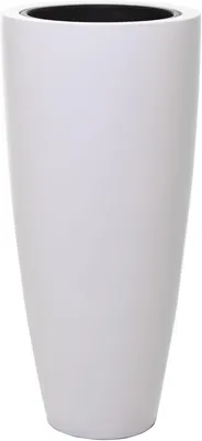 Produktbild von VIVANNO Pflanzkübel Fiberglas CITY Rund, Weiß matt - 37x80 cm