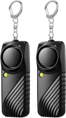 Produktbild von 2er-Pack Personenalarme 130 dB, LED-Licht, tragbar, Selbstverteidigung, Sicherheit für Frauen/Kinder (Schwarz)