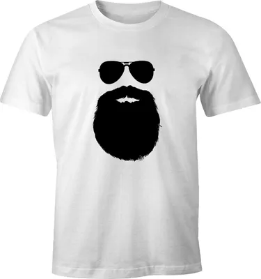 Produktbild von Herren T-Shirt Mann mit Bart Sonnenbrille Pornobrille Beard Man Hipster Fun-Shirt Moonworks® weiß L