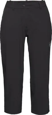 Schwarze Capri-Hose für Damen von Mammut; ideal für Wanderungen; mit seitlicher Logo-Applikation.
