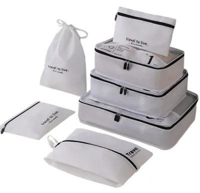 Produktbild von INF 7-teiliges Reise-Packwürfel-Set - Weiß, Koffer-Organizer für Koffer
