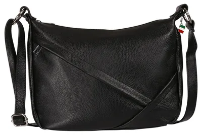 Image de Sac à bandoulière pour femme Florence, en cuir noir, dimensions 12 x 35 x 22 cm, OTF191S1