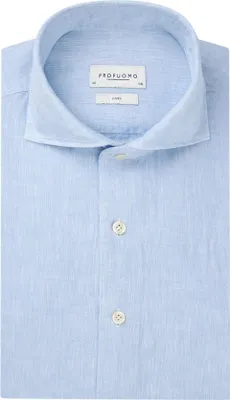 Produktbild von Profuomo Hemd hellblau Leinen Slim Fit Cutaway