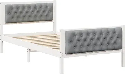 Image de vidaXL Cadre de lit gris clair 100 x 200 cm Pin massif