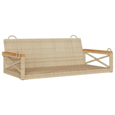 Zdjęcie produktu dla Ławka bujana, beżowa, 109x62x40 cm, polirattan