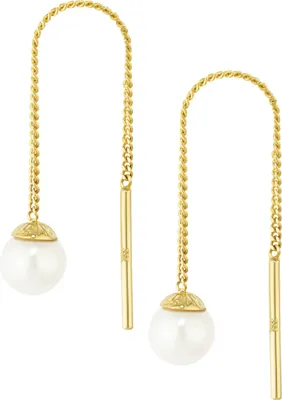 Produktbild von Paar Durchzieher Süßwasserperlen 333 Gelbgold 8 Karat poliert 6mm Damen Ohrringe