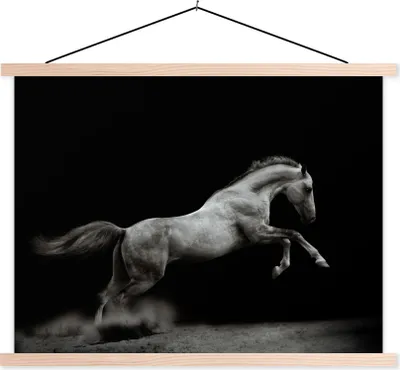 Produktbild von MuchoWow® Textilposter Pferd - Sand - Schwarz 40x30 cm mit holzfarbenen Rahmen - Bilder
