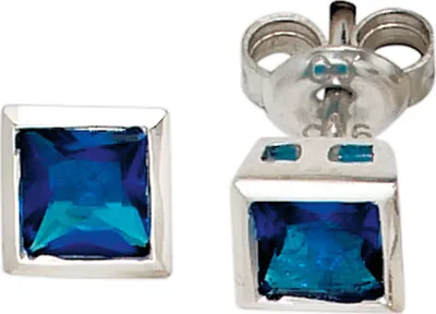 Produktbild von Ohrstecker Stecker mit Zirkonia blau 925 Silber Ohrschmuck Ohrringe