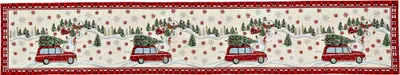 Imagen del producto de Mantel individual navideño retro con motivos de coche, 183 x 33 cm
