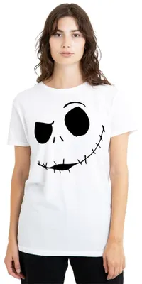 Image de T-shirt pour femme, motif "L'Étrange Noël de Monsieur Jack", Jack Skellington, blanc, taille XL