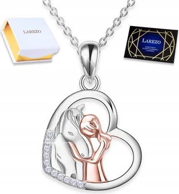Image de Collier en argent pour fille avec un cœur en forme de cheval – Amie des chevaux – ARGENT 925