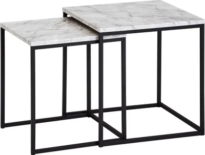 Immagine prodotto di Tavolino di design composto da 2 marmi bianchi