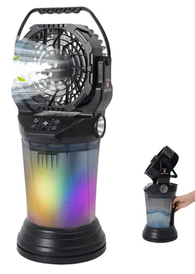 Zdjęcie produktu dla Wentylator z funkcją nebulizacji, wielofunkcyjny, przenośny, kolor czarny