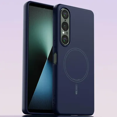 Produktbild von Magnetische Handyhülle für Sony Xperia 1 VII, MagSafe kompatible, Flüssig Silikon Stoßfest Kratzfest Hülle Dunkelblau