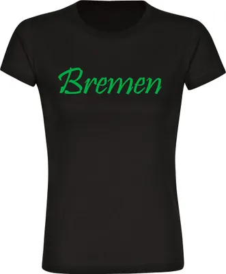 Produktbild von multifanshop Damen T-Shirt - Bremen - Schriftzug, schwarz, Größe XXL