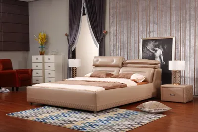 Produktbild von Modernes Design Bett XXL Luxus Hotel Betten Stil Doppel Leder 140 160 180x200cm