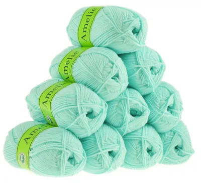 10 x 50g Pflegeleichtes Strickgarn AMELIE, türkis