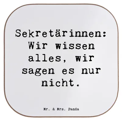 Produktbild von Mr. & Mrs. Panda unterleger Spruch Sekretärin Geheimnisträgerin - Weiß - Geschenk, Berufsalltag, Beruf, Untersetzer für Gläser, Tasse, Berufsprodukte, Wertschätzung, Glas
